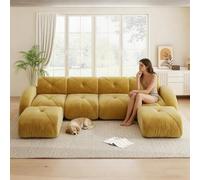 RRrawgff Canapé d'angle Convertible Moderne avec Pouf, canapé modulaire en Tissu Chenille en Forme de U, canapé compressé 2 à 4 Places pour Salon, Assise Extra Profonde, Aucun Assemblage requis