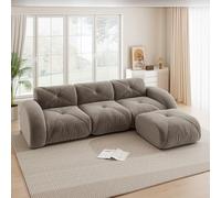 RRrawgff Canapé d'angle Convertible Moderne avec Pouf, canapé modulaire en Tissu Chenille en Forme de U, canapé compressé 2 à 4 Places pour Salon, Assise Extra Profonde, Aucun Assemblage requis