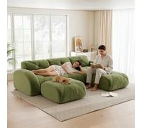 RRrawgff Canapé d'angle Convertible Moderne avec Pouf, canapé modulaire en Tissu Chenille en Forme de U, canapé compressé 2 à 4 Places pour Salon, Assise Extra Profonde, Aucun Assemblage requis