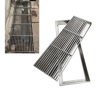 RRrawgff Grille de caniveau de Sol Extra-Plate en Acier Inoxydable - Caniveau de 39,38 Pouces pour allées et égouts, Solution de Drainage pour systèmes de tranchées (100 x 20 x 3 cm)