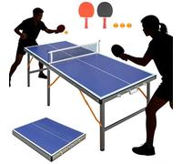 RRrawgff Mini Table de ping Pong Pliable, Table de ping-Pong d'intérieur pour extérieur et intérieur Comprend 2 Raquettes et 3 balles de ping-Pong, Conception Robuste à Six Pieds, 152x66x66 cm