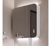 RRrawgff Miroir de Salle de Bain avec Rangement antibuée, rétroéclairage LED, Armoire à Pharmacie, Miroir Mural, étagère de Rangement, Rangement de Maquillage au Dos du Miroir, Armoire de Rangement (
