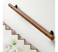 RRrawgff Rambarde en Bois antidérapante pour escaliers - Kit Complet avec Base en métal, Barre de Support sans Obstacle pour la Maison, l'hôpital et Le Couloir (300 cm)