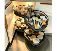 RRrawgff Rangement Pivotant Meuble Angle Cuisine Carrousel d'angle de Organisateur Coulissant d'angle Aveugle Rangement Coulissant, Rangement Placard Cuisine Meuble Angle Tiroir(sans Bande LED)
