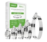 RRRST 52pcs 6-38mm collier de Serrage Metallique Inox - 304 Acier Inoxydable Résistant à La Corrosion - Pour Piscine, Machine à Laver, Jardin - 5 Tailles Collier Serrage Inox