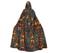 RRSZCC Cape à capuche Heaps Of Orange Monarque Papillons Sorcière Halloween Cape Queen King Costume Renaissance Moyen Âge Cape Cosplay Costume