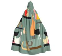 RRSZCC Cape à capuche pour Halloween, motif chats du milieu du siècle, art moderne, robe de roi, costume Renaissance médiévale, cape pour cosplay, costume