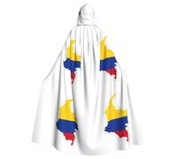 RRSZCC Cape de sorcière avec drapeau de la Colombie pour Halloween, cape à capuche, robe de reine pour roi, costume Renaissance médiévale pour cosplay