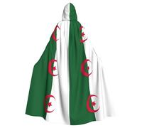 RRSZCC Cape de sorcière avec drapeau de l'Algérie pour Halloween, cape à capuche, robe de reine pour roi, costume Renaissance médiévale pour cosplay