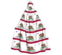 RRSZCC Cape de sorcière avec drapeau de l'État de Californie - Cape à capuche pour Halloween, reine et roi - Costume de Renaissance médiévale - Cape de cosplay