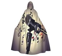RRSZCC Cape de sorcière avec microphone et note de musique pour Halloween, cape à capuche, robe de reine pour roi, costume Renaissance médiévale, cape de cosplay