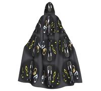 RRSZCC Cape de sorcière avec microphone et notes de musique pour Halloween, cape à capuche, robe de reine pour roi, costume Renaissance médiévale, cape de cosplay