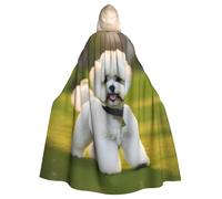 RRSZCC Cape de sorcière bichon frisé sur l'herbe pour Halloween, cape à capuche, robe de reine pour roi, costume de Renaissance médiévale, cape de cosplay