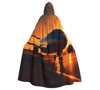 RRSZCC Cape de sorcière en avion au coucher du soleil - Cape à capuche pour Halloween, reine et roi - Costume médiéval de la Renaissance - Cape de cosplay