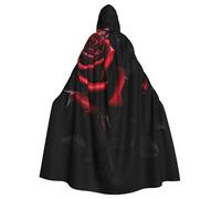 RRSZCC Cape de sorcière rouge et roses pour Halloween, cape à capuche, robe de reine pour roi, costume Renaissance médiévale pour cosplay, costume