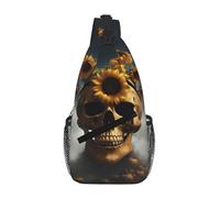 RRSZCC Petit sac à bandoulière étanche avec motif de tournesol et tête de mort pour homme et femme
