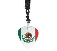 Rrtsmsgh Collier avec pendentif en forme de médiator de guitare Drapeau du Mexique pour homme et femme en acier titane Cadeau pour les amateurs de musique pour guitaristes, musiciens, fans de rock