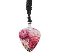 Rrtsmsgh Collier avec pendentif médiator de guitare botanique floral pour homme et femme, en acier titane, cadeau pour les amateurs de musique, pour guitaristes, musiciens, fans de rock