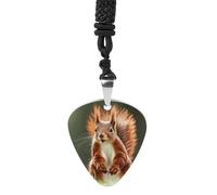 Rrtsmsgh Collier avec pendentif médiator de guitare écureuil rouge pour homme et femme, en acier titane, cadeau pour amateurs de musique, pour guitaristes, musiciens, fans de rock
