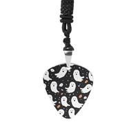 Rrtsmsgh Collier avec pendentif médiator de guitare en acier titane pour homme et femme Motif fantôme d'Halloween Cadeau pour guitaristes, musiciens, fans de rock