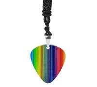Rrtsmsgh Collier avec pendentif médiator de guitare rayé arc-en-ciel pour homme et femme, en acier titane, cadeau pour les amateurs de musique, pour guitaristes, musiciens, fans de rock