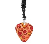 Rrtsmsgh Collier de médiator de guitare en forme de tranche de pamplemousse pour homme et femme, pendentif médiator de guitare en acier titane, cadeau pour amateurs de musique, pour guitaristes