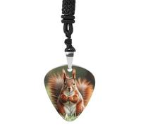 Rrtsmsgh Collier en forme d'écureuil amusant en forme de médiator de guitare pour homme et femme, en acier titane, cadeau pour amateurs de musique, pour guitaristes, musiciens, fans de rock