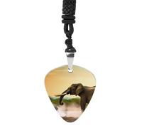 Rrtsmsgh Collier médiator de guitare éléphant d'Afrique pour homme et femme, pendentif médiator de guitare en acier titane, cadeau pour amateurs de musique, pour guitaristes, musiciens, fans de rock