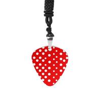 Rrtsmsgh Collier médiator de guitare rouge à pois blancs pour homme et femme, pendentif médiator de guitare en acier titane, cadeau pour amateurs de musique, pour guitaristes, musiciens, fans de rock