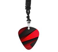 Rrtsmsgh Collier médiator de guitare rouge et noir pour homme et femme, pendentif médiator de guitare en acier titane, cadeau pour amateurs de musique, pour guitaristes, musiciens, fans de rock