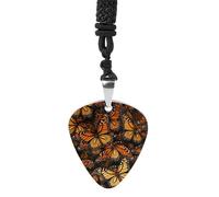 Rrtsmsgh Heaps of Orange Monarch Butterflies Collier médiator de guitare pour homme et femme en acier titane avec pendentif médiator de guitare, cadeau pour amateurs de musique pour guitaristes
