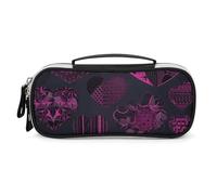 Rrtsmsgh Heart Collection Trousse à crayons de grande capacité, petite trousse de maquillage en cuir synthétique avec fermeture éclair et poignée, trousse à crayons portable pour bureau, rangement de