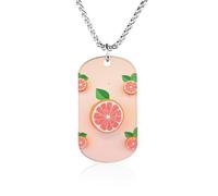 Rrtsmsgh Joli collier pamplemousse avec pendentifs rectangulaires en acier titane, collier à chaîne, cadeau pour homme et femme