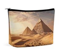 Rrtsmsgh Pyramid Africa Desert Trousse de maquillage portable pour femme en cuir synthétique avec fermeture éclair