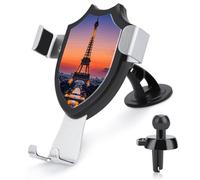 Rrtsmsgh Support de téléphone de voiture romantique Paris Eiffel universel réglable - Ventouse puissante, support de téléphone portable pour grille d'aération de voiture pour téléphones de 4 à 6