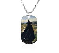 Rrtsmsgh The Witch of Darkness Collier avec pendentif rectangulaire en acier titane pour homme et femme