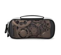 Rrtsmsgh Trousse à crayons à engrenages mécaniques steampunk de grande capacité, petite trousse de maquillage en cuir synthétique avec fermeture éclair et poignée, trousse à crayons portable pour