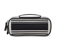 Rrtsmsgh Trousse à crayons à rayures noires et blanches de grande capacité, petite trousse de maquillage en cuir synthétique avec fermeture éclair et poignée, trousse à crayons portable pour bureau