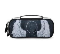 Rrtsmsgh Trousse à crayons blanche avec ailes d'ange de grande capacité, petite trousse de maquillage en cuir synthétique avec fermeture éclair et poignée, trousse à crayons portable pour bureau