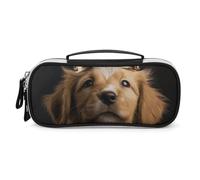 Rrtsmsgh Trousse à crayons chiot avec une couronne de grande capacité, petite trousse de maquillage en cuir synthétique avec fermeture éclair et poignée, trousse à crayons portable pour bureau