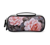 Rrtsmsgh Trousse à crayons de grande capacité, petite trousse de maquillage en cuir synthétique avec fermeture éclair et poignée, trousse à crayons portable pour bureau, rangement de cosmétiques