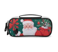 Rrtsmsgh Trousse à crayons de Noël de grande capacité, petite trousse de maquillage en cuir synthétique avec fermeture éclair et poignée, trousse à crayons portable pour bureau, rangement de
