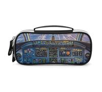 Rrtsmsgh Trousse à crayons en cuir synthétique avec fermeture éclair et poignée - Grande capacité - Motif cockpit et lever du soleil - Pour le bureau, le rangement des cosmétiques