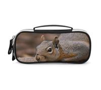 Rrtsmsgh Trousse à crayons en cuir synthétique avec fermeture éclair et poignée, grande capacité, motif écureuil qui vient de se coucher