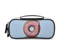 Rrtsmsgh Trousse à crayons en forme de donut de grande capacité, petite trousse de maquillage en cuir synthétique avec fermeture éclair et poignée, trousse à crayons portable pour bureau, rangement de
