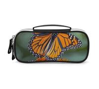 Rrtsmsgh Trousse à crayons Monarch Butterflies de grande capacité, petite trousse de maquillage en cuir synthétique avec fermeture éclair et poignée, trousse à crayons portable pour bureau, rangement