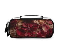Rrtsmsgh Trousse à crayons rose étincelante de grande capacité, petite trousse de maquillage en cuir synthétique avec fermeture éclair et poignée, trousse à crayons portable pour bureau, rangement de