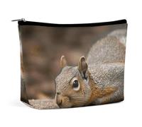 Rrtsmsgh Trousse de maquillage en cuir synthétique avec fermeture éclair - Motif écureuil qui vient de poser - Pour femme