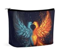 Rrtsmsgh Trousse de maquillage Phoenix Fire And Water pour femme - Portable - Trousse de toilette de voyage en cuir synthétique avec fermeture éclair