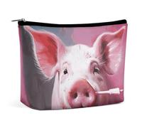 Rrtsmsgh Trousse de maquillage portable en cuir synthétique avec fermeture éclair pour femme Motif rire d'animaux